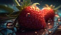 strawberry in the water.Aquatic Symphony: Natural Background with a Punk Strawberry.