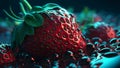 strawberry in the water.Aquatic Symphony: Natural Background with a Punk Strawberry.