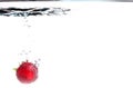 Strawberry in the water splash over white Royalty Free Stock Photo