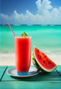 Strawberry watermelon refreshing cocktail drink