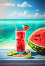 Strawberry watermelon refreshing cocktail drink