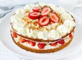 Strawberry whipped cream cake Royalty Free Stock Photo