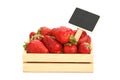 Strawberry In Wooden Box With Price Sign