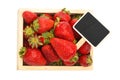 Strawberry In Wooden Box With Price Sign