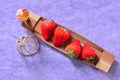 Strawberry wooden boat sampan greeting card lover