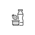 Strawberry yoghurt line icon