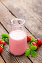 Strawberry yogurt with fresh berries, delicious drink, cocktail Royalty Free Stock Photo