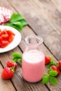 Strawberry yogurt with fresh berries, delicious drink, cocktail Royalty Free Stock Photo