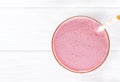 Strawberry yogurt fruit juice smoothie pink colorful fruit juice milkshake blend beverage healthy high protein. Royalty Free Stock Photo