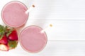 Strawberry yogurt fruit juice smoothie pink colorful fruit juice milkshake blend beverage healthy high protein the taste yummy In Royalty Free Stock Photo