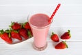 Strawberry yogurt fruit juice smoothie pink colorful fruit juice milkshake. Royalty Free Stock Photo