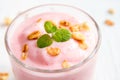 Strawberry yogurt with granola and mint Royalty Free Stock Photo