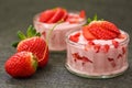 Strawberry yogurt on Grey Royalty Free Stock Photo