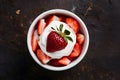 Strawberry yogurt parfait, creamy goodness in a vibrant presentation