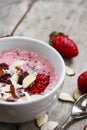 Strawberry yogurt smoothie bowl healthy breakfast Royalty Free Stock Photo