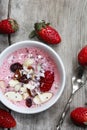 Strawberry yogurt smoothie bowl healthy breakfast Royalty Free Stock Photo