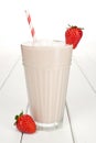 Strawberry Yogurt Smoothie in Glass Royalty Free Stock Photo