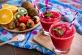 Strawberry yogurt smoothie tasty fruit sweet drink for health on Royalty Free Stock Photo