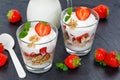 Strawberry yogurt yoghurt strawberries fruits cup muesli slate s