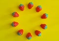 Strawberrys abstract minimal yellow background, Food concept