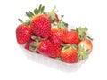 Strawberrys in plastic box on white background