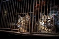 Stray cats caught in cage. Generative AI