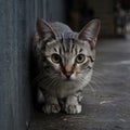 Stray cats poignant gaze reflects hardships faced on the streets Royalty Free Stock Photo