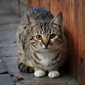 Stray cats poignant gaze reflects hardships faced on the streets Royalty Free Stock Photo