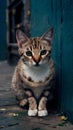 Stray cats poignant gaze reflects hardships faced on the streets Royalty Free Stock Photo