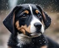 Stray dog puppy outdoors in rain Royalty Free Stock Photo