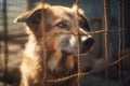 Stray homeless dog in cage. Generate ai