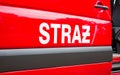 Straz pozarna - sign Polish firefighters on the vehicle.