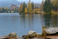 Panorama view on Strbske pleso in High Tatras with Patria hotel Royalty Free Stock Photo