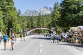 Strbske Pleso, Slovakia - July 16, 2023: Summer in High Tatras Mountains. People relaxing at souvenir market near Strbske Pleso Royalty Free Stock Photo