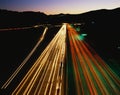 Streaked lights of freeway in Los Angeles, CA