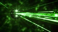 Streaking Green Lasers in Dark Space Royalty Free Stock Photo
