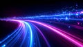 Streaking trails of vibrant blue and pink light particles create a dynamic abstract motion blur effect Keywords Royalty Free Stock Photo
