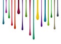 Streaks of multi-colored bright paint in the form of drops