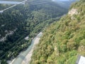 stream beautiful view clear water mountains trees bridge height