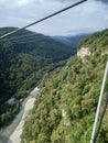 stream beautiful view clear water mountains trees bridge height