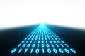 A stream of binary data that goes into the digital perspective. Space for text. Royalty Free Stock Photo