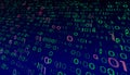 A stream of binary matrix code on the screen. numbers of the computer matrix. The concept of coding, hacker or mining of Royalty Free Stock Photo