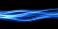 Stream of Blue Light Waves on Black Background, Abstract Art, Technology, Futuristic Design Royalty Free Stock Photo