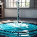 Stream of blue water being poured into a container