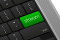 Stream button. Computer Keyboard. Word on pc computer keyboard. Vector illustration. Royalty Free Stock Photo