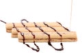 Stream chocolate on stics of biscuit. Royalty Free Stock Photo