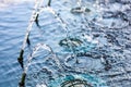 A stream of a classic urban fountain with selective focus. Background with copy space