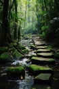 Stream flowing through the rainforest in Costa Rica, Central America. Generative AI