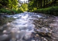 Stream flowing smoothly between rocks in the mountains Royalty Free Stock Photo