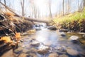 stream flowing through a wooded area Royalty Free Stock Photo